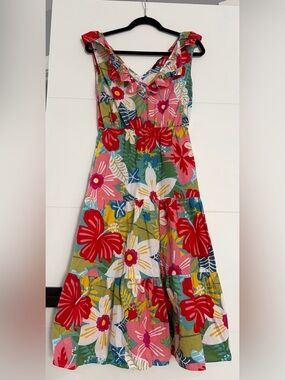Sugarlips Multicolor Floral Tiered Dress, Women’s Size M Colorful Cotton Dress